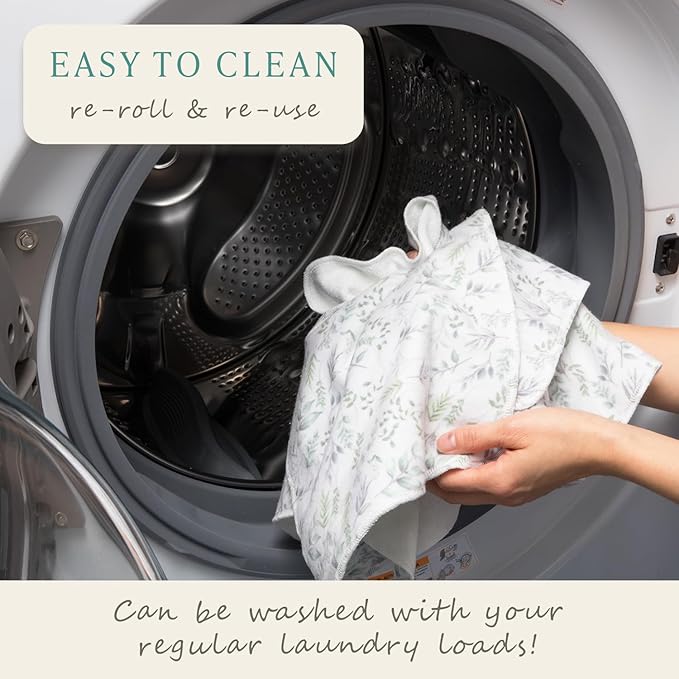 May Bright Reusable Paper Towels 2-Ply Washable Roll - Cloth Paper Towel Replacement - 15 Sheets of Paperless Paper Towels and Reusable Napkins With Greater Absorbency - Zero Waste