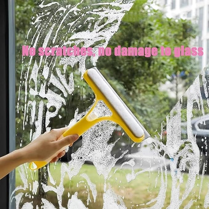 3 in 1 Spray Squeegee, Window Squeegee with Spray 3 in 1 Window Squeegee Cleaner, Easy to Clean Without Streaks for Car, Home, Kitchen Window (Yellow)