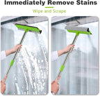 2-in-1 Window Squeegee with 30"-59" Stainless Steel Adjustable Handle - Glass Cleaner for Shower Doors, Car Windshield & High Outdoor Windows