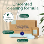 CLEANOMIC Glass and Mirror Cleaning Tablets (6 Pack) - All-Purpose Multi-Surface Household Cleaner Tablets (Scent-Free)