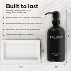 Luxury Glass Hand and Dish Soap Dispenser Set by Brighter Barns - Kitchen Soap Dispenser Set with Tray for Kitchen, Home or Restaurant - Modern Farmhouse Kitchen Decor (Black/White)