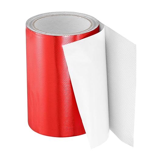 PATIKIL Awning Repair Tape 8m x 15cm Waterproof Canvas Tape High Adhesive Tear Repair Patch Kit for PVC Tarpaulin Tent Awning Fabric RV Sail Boat Cover, Red (6" x26.24ft)