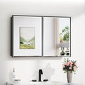 TokeShimi 36x24 Recessed Medicine Cabinet with Mirror Black, Beveled Bathroom Mirror with Storage Aluminum, Surface Mounted Metal Medicine Cabinets for Bathroom Vanity Wall