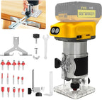 Cordless Wood Router Trimmer for Dewalt 20V Battery, 6 Speeds Wood Trimmer Set, 800W 30000 RPM Brushless Motor Hand Palm Router with 15pcs 1/4"Shank Router Bits for Woodworking,Slotting(NO Battery)
