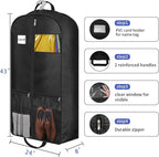 8" Gusseted Heavy Duty Garment Bags for Travel 43"" Suit Bags for Closet Storage Hanging Clothes Bag with Pockets Mens Suit Holder for Shirts, Coats, Dresses, 3 Pack