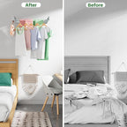 Wall Mounted Drying Rack 31.5", Foldable Laundry Clothes Drying Rack with 6 Towel Hooks and 5 Rods for Hanging Clothes, Space Saving for Indoor Outdoor Bathroom Balcony Laundry Room(31.5")
