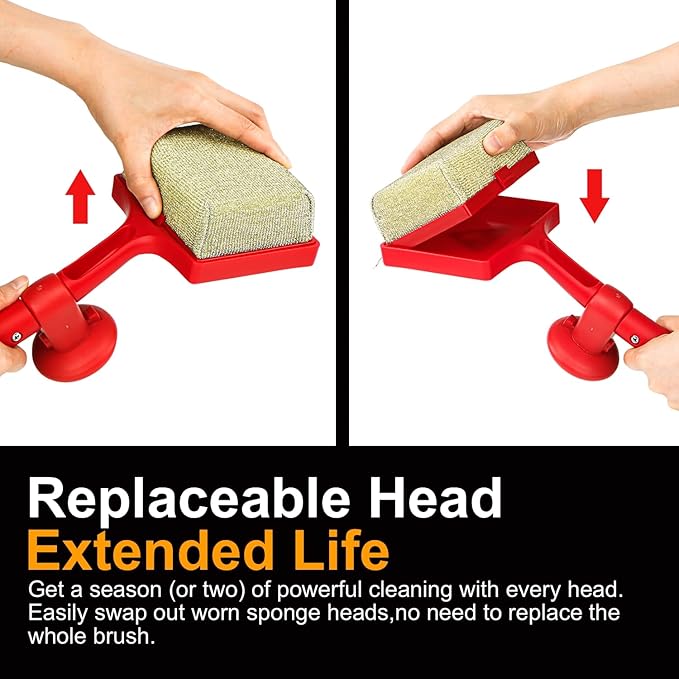 BBQ Grill Cleaner Brush, EEFINITE Steam Grill Brush for Outdoor Grilling with Replacement Scrub Sponge + Superior Scraper, Safe No Wire Bristle Barbecue Scrubber Brush for Grills Cleaning Tool