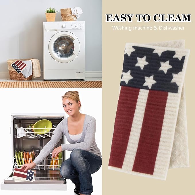 6 Packs Swedish Kitchen Dish Cloths - Reusable Paper Towels for Counters & Dishes - Eco-Friendly Cellulose Sponge Cloth - Assorted (Flag)