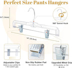 HOUSE DAY Clear Skirt Hangers with Clips, Non-Slip Pants Hangers for Closet, Clip Hanger for Pant, Skirts, Shorts, 14'' Clear Plastic Hanger, Pack of 25