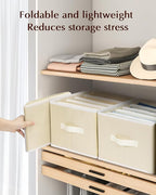 Clothes Organizers and Storage - Fabric Jeans Organizer with Handles, Foldable Drawer Dividers for Clothes, Closet Shelf Organizer for Shirts, Bra, Sweater, Scarf, 6 Pack, Pale Yellow