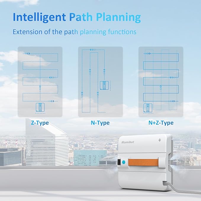 Mamibot W120-DP Window Cleaning Robot for High-Rise Glass - 3200Pa Strong Suction, Multiple Cleaning Modes,4 Water Spray Nozzles,Edge Detection Technology,App&Remote Control(Blue)