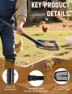 Heavy Duty Sifting Shovel with Adjustable Handle (26"-48") – Metal Sand Sifter Scoop with D-Grip for Chicken Coop, Beach, Farm Goat Stall & Garden Poop Cleaning – Durable Mesh Design