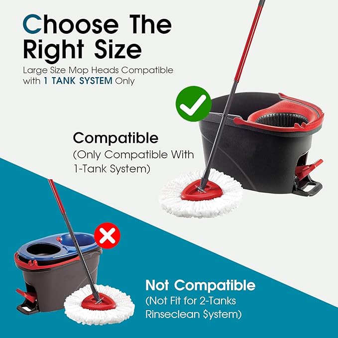 4 Pack Mop Head Replacement Compatible with O Cedar Triangle Swivel Mops,Spin Mop Replacement Head 100% Microfiber,Deep Cleaning,EPSUNORISE Compatible with O Cedar Mops(White)