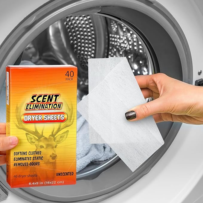 4 Packs 160 Sheet Scent Elimination Dryer Sheets for Hunting Scent Free Dryer Sheets Hunting Fabric Softener for All Fabrics Clothes