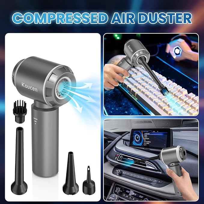 4-in-1 Car Vacuum Portable Cordless & Dust Buster, 20000pa High Power Handheld Vacuum Cordless Rechargeable, Mini Vacuums with 3 Reusable Filter, Vacuum Cleaner for Car Home Office & Pet(Silver Gray)
