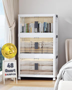 OlarHike 144QT Lockable Storage Bins with Lids - Folding Storage box with Doors and Wheels, Collapsible Plastic Storage Bins for Closets, Stackable Storage Organizer, Storage Containers, 3 Pack Cubes