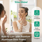 TokeShimi 21x27 Recessed Medicine Cabinet with Mirror, White Bathroom Medicine Cabinet with Mirror, Bathroom Beveled Mirror with Storage, Aluminum Frame, Stepless Adjustable Shelves
