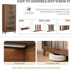 Solid Wood bookcase 5 Tier with Tempered Glass Flip-Up doors, 72Hx13.7Dx32W"Bookshelves Finish Cube Storage Organizer,Bookshelf Versatile Pantry Cabinet with Storage for Kitchen Home Office