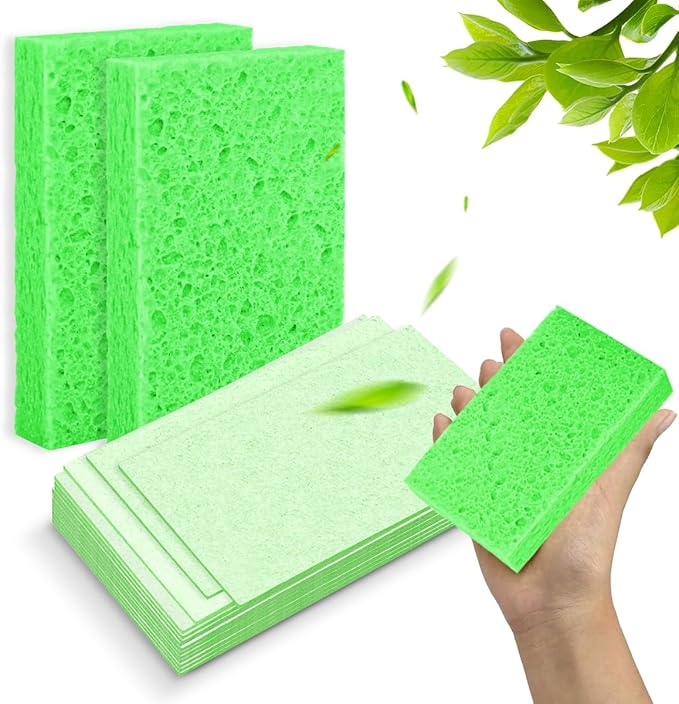 24 - Pack Non-Scratch Scrub Sponges - Sponges for Dishes and Washing Dishes, Cleaning Sponges for Kitchen Home and More（Green）