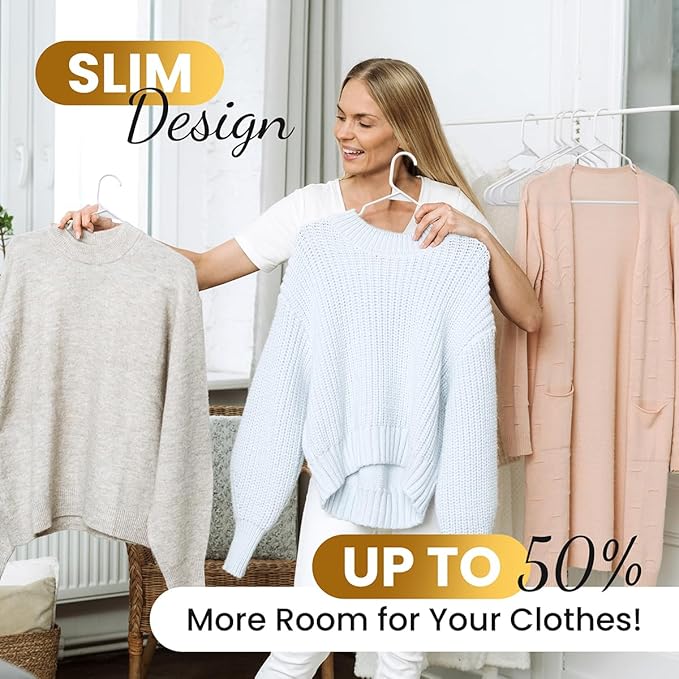 Our Modern Space 30 Pack Adult Plastic Hanger for Shirt Pants Coats Dresses Skirts Suits Jackets - Standard Thick Coat Hanger - Sturdy & Durable Design with Shoulder Grooves Hook - White