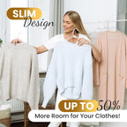 Our Modern Space 50 Pack Adult Plastic Hanger for Shirt Pants Coats Dresses Skirts Suits Jackets - Standard Thick Coat Hanger - Sturdy & Durable Design with Shoulder Grooves Hook - White