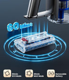Cordless Vacuum Cleaner, 500W/40Kpa Vacuum Cleaners for Home, 60Mins Stick Vacuum with LED Display, Anti-Tangle & Wall Mount Charging, 8 in 1 Lightweight Vacuum for Hard Floors Carpet Pet Hair