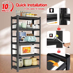 Storage Shelves, Heavy Duty 5-Tier Kitchen Shelving, 63" H Metal Storage Unit with Adjustable Shelves, Free Standing Pantry Organization Shelf, for Pantry and Garage, Black