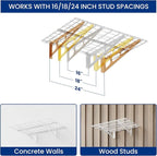 FLEXIMOUNTS 2-Pack 2x6ft Garage Shelving with Hooks, 24-inch-by-72-inch Wall Shelf Garage Storage Racks Floating Shelves, White