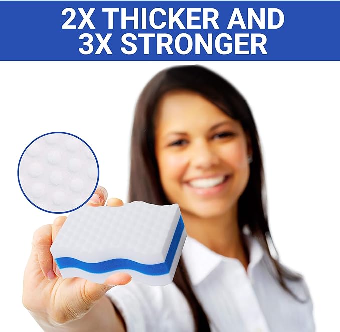 (25 Pack) Extra Durable Eraser Sponge by SCRUBIT - Kitchen, Bathroom, Floor & Wall Cleaner -Melamine Magic Cleaning Sponges - Extra Thick Erasers, Best Cleaning Supplies for The Toughest Stains & Dirt