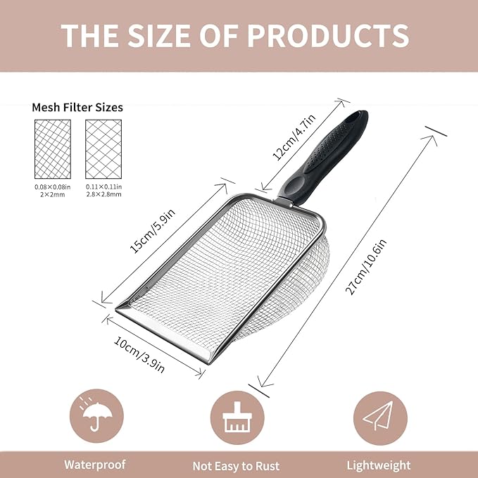 2 PCS 2-in-1 Gardening Soil Sifter Set with 2/2.8mm Mesh, Garden Sieve & Shovel Sifter Screen Potting Scoop for Sand, Dirt, Rock Compost, Stainless Steel & Ergonomic Handle