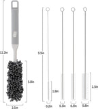 Five-Piece Bottle Brush Cleaning Set Includes 4 Straw Cleaning Brushes and 1 Cup Brush with Detachable Long Handle. Suitable for Cleaning Straws, Glasses, and Water Cups.