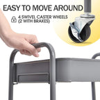 TOOLF 3-Tier Metal Rolling Cart with Wheels, Storage Utility Organizer Cart for Kitchen, Bathroom, Office, Baby Essentials & Makeup - Lockable Casters, Easy Assembly, Large Capacity, Gray