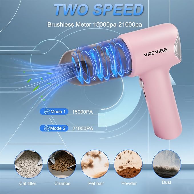 Handheld Car Vacuum Cleaner, 21000PA 4 in 1 Portable Rechargeable Brushless Motor Mini Cordless Car Cleaner, 120W High Power with Multi-Nozzles for Home Office Pet, Present for Girl Women Pink