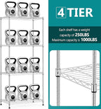 IZEUK 4-Tier Chrome Metal Storage Shelves, Adjustable Wire Shelving Unit Organizer for Kitchen, Bathroom, Home, 1000 lbs, 13.7" D x 23.6" W x 53.4" H