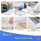 TOUSEA White Caulk Tape for Bathtub Self Adhesive,1.5" x 19.7Ft sealant Caulk Strip Caulking Sealing Tape for Kitchen Countertop,Bathroom,Toilet,and Bathtub Floor Wall Edge Protector