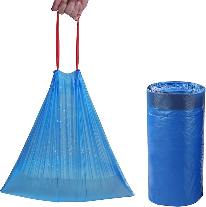 Fiaze Drawstring Trash Bags, 6 Gallon, 200 Counts (Blue)