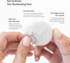 Shinery Illuminating Pom Tarnish Eraser - Formula-Free Sterling Silver Polisher, Non-Toxic Jewelry Cleaner Cloth Alternative, Chic Storage Jar, Safe All Metals