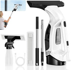 Window Vacuum Squeegee with Extendable Pole 31-40", 2000Pa Electric Window Cleaning Tool with 2200mAh and 150ml Dirty Water Tank, Long Handle Squeegee for Shower Glass, Window Cleaning (White)