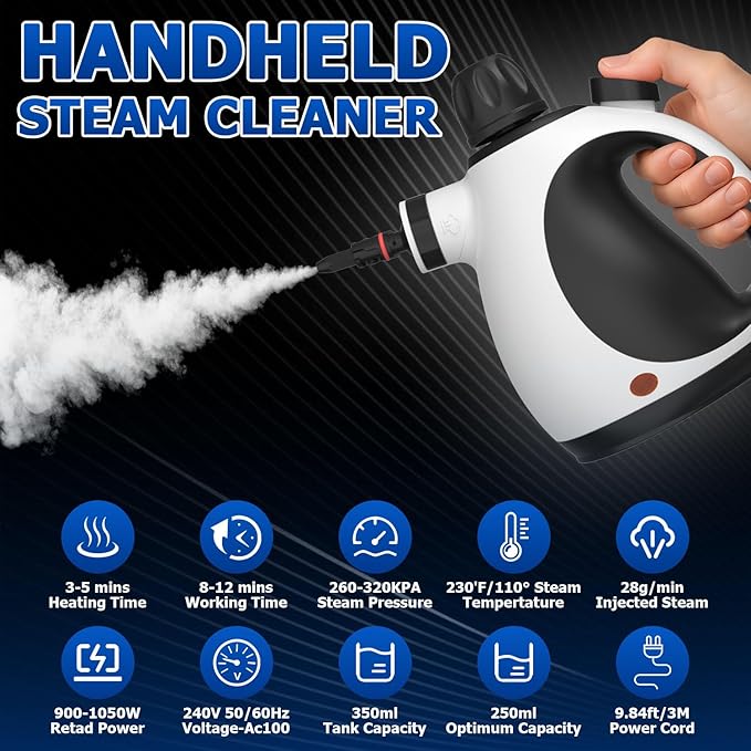Handheld Steam Cleaner - High Pressure Steam Cleaner for Home, Multi-functional Cleaning Tools for Kitchen, Bathroom, Couch, Car. Portable Steamer Makes Housework Easier.