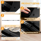 Leumoi 2 Pcs Dust Pans with Long Handle Set 36.6 Inch Commercial Dust Pan with Comb Large Plastic Stand up DustPans for Outdoor Indoor Restaurant Home Office Floor Cleaning (Black)