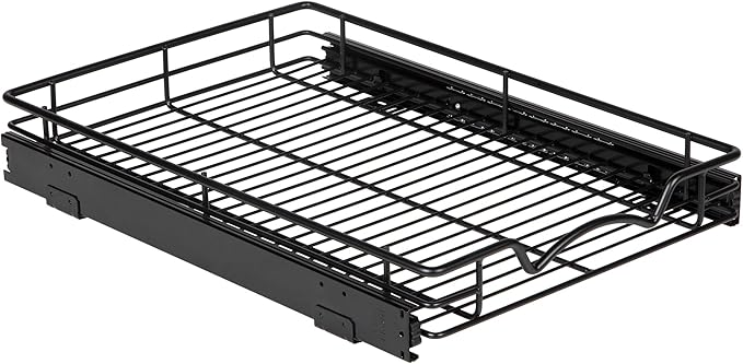 HOLDN’ STORAGE Pull Out Cabinet Organizer, Heavy Duty Caddy w/Lifetime Limited Warranty -14”W x 21”D - Requires At Least 15-1/4” Cabinet Opening, Steel Metal Cabinet Drawers Slide Out, Black