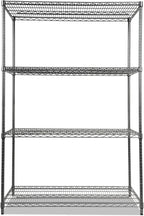 Alera Wire Shelving Starter Kit, Four-Shelf, 48w x 24d x 72h, Black Anthracite