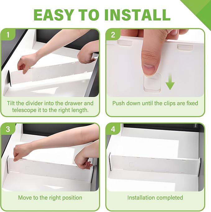 5 Pack Drawer Dividers 3.2" High Slim Organizers Expandable 10.8-17.9" Adjustable Separators for Shallow Drawers Kitchen Utensils Baby Clothes Underwear Storage-White