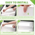 5 Pack Drawer Dividers 3.2" High Slim Organizers Expandable 10.8-17.9" Adjustable Separators for Shallow Drawers Kitchen Utensils Baby Clothes Underwear Storage-White