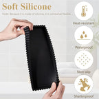 Silicone Bathroom Tray Small Vanity Organizer Rectangle Sink Caddy Sponge Holder Kitchen Counter Decor for Dish Soap, Perfume, Candle, Black