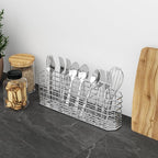 Fanbsy 304 Stainless Steel Utensil Holder, Dish Drying Rack, Kitchen Utensil Organizer, Knife and Fork Drainage Rack, Kitchen Drainage Basket Accessories, with Hooks, Rust Proof