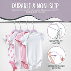 TechZoo 50 Premium Velvet Baby Hangers 11.8" Inch Non-Slip Infant, Ultra Slim Space-Saving Children Closet Hangers, 360° Swivel Hook, Strong & Durable Baby Toddler Kids Clothes Hanger, Purple