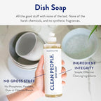 THE CLEAN PEOPLE Liquid Dish Soap - Clean, Simple Ingredients - Extra Scrubbing Power (Fragrance Free) 12 fl. oz (6 Pack)