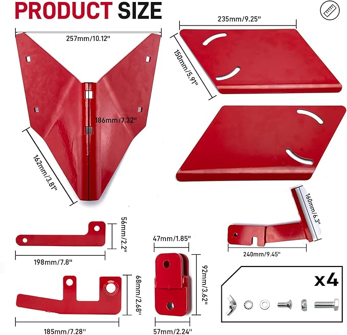 15683 Hiller-Furrower Kit Rear Tine Rototillers Fit for Large and Small Areas of Land Cultivation, Adjustable Wings, Three Kinds of Connection - Including Installation Accessories