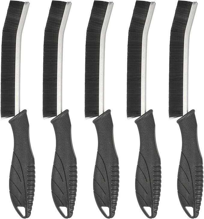 uxcell 5pcs Crevice Cleaning Brush, Hard Bristle Gap Scrub Brush, Bathroom Cleaning Tools for Window Bathroom Faucet Gap, Black